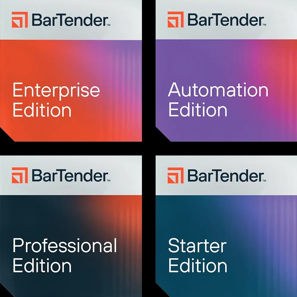 BarTender 12 On-Site Premises & Cloud Barcode & RFID Labelling Software - 3 x Editions : Professional , Automation, Enterprise 