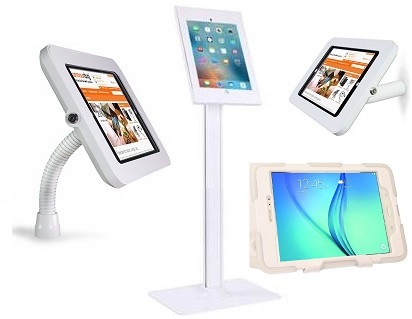 Healthcare Android Touch Screen Tablets, 10inch, White, Mobile with Robust Rubber Boot in White.