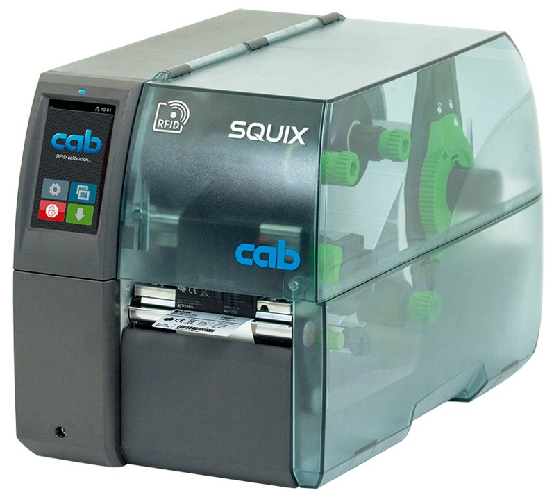 cab SQUIX 4/600dpi Industrial UHF RFID Tag Label Printer - 4.0" wide, 600dpi, Left-Aligned Material Guide, UHF-RFID-Modul SQUIX 4 HS