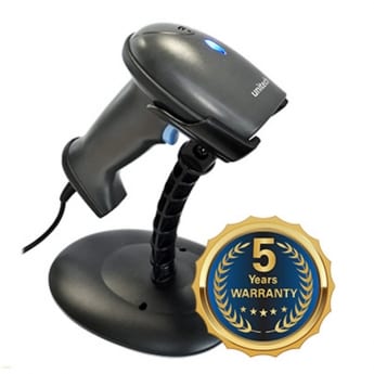 Unitech MS836 1D laser barcode scanner, USB cable with Stand.
